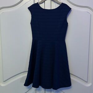Un Deux Trios Navy Girls Fit & Flare Navy Dress